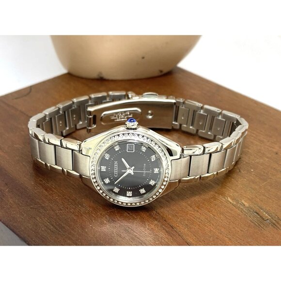 Citizen Women's Watch EW2551-52E Eco Drive Crystals Accent Black Dial Solar 26mm - Picture 8 of 14